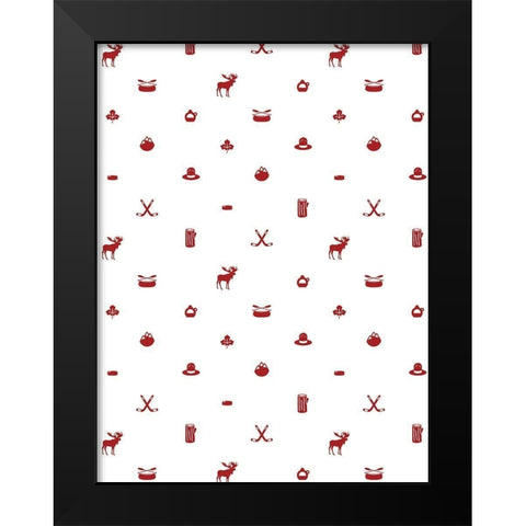 Canada Pattern Reverse Black Modern Wood Framed Art Print by Grey, Jace