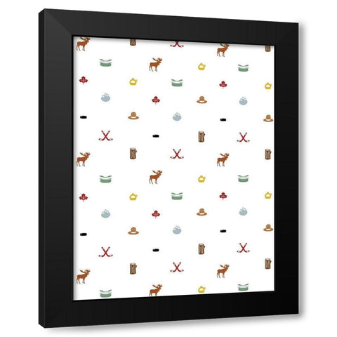 Canada Pattern Colored Black Modern Wood Framed Art Print with Double Matting by Grey, Jace