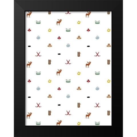 Canada Pattern Colored Black Modern Wood Framed Art Print by Grey, Jace
