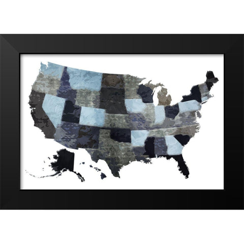 Blues Map Black Modern Wood Framed Art Print by Grey, Jace