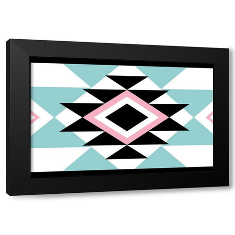 Aztec Teal Pink Black Modern Wood Framed Art Print with Double Matting by Grey, Jace