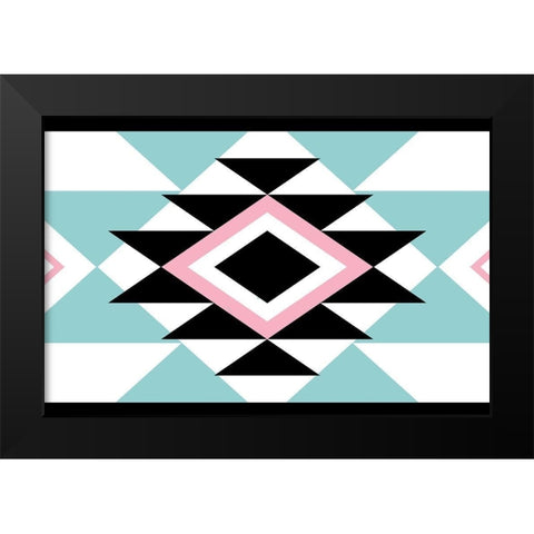 Aztec Teal Pink Black Modern Wood Framed Art Print by Grey, Jace