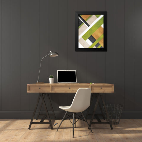 Green Layers Black Modern Wood Framed Art Print by Grey, Jace