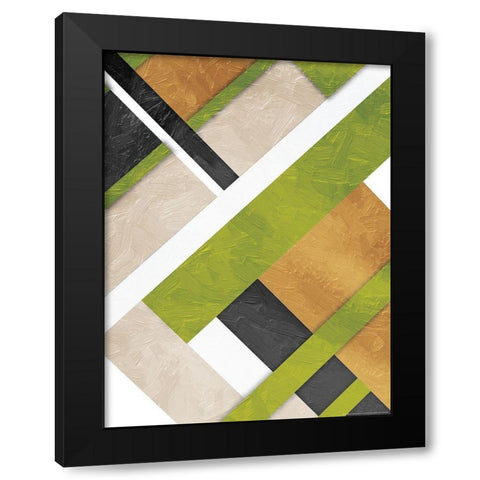 Green Layers Black Modern Wood Framed Art Print with Double Matting by Grey, Jace