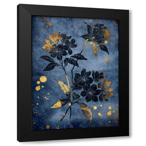 Gold Hint Floral Black Modern Wood Framed Art Print by Grey, Jace
