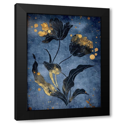 Gold Hint Floral Mate Black Modern Wood Framed Art Print by Grey, Jace