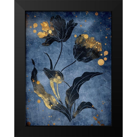 Gold Hint Floral Mate Black Modern Wood Framed Art Print by Grey, Jace