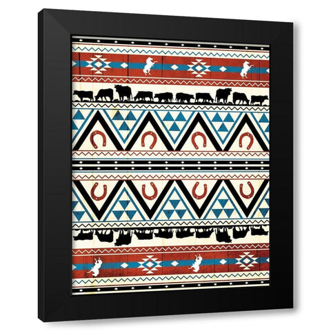 Western Aztec Pattern Black Modern Wood Framed Art Print by Grey, Jace