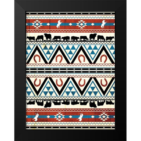 Western Aztec Pattern Black Modern Wood Framed Art Print by Grey, Jace