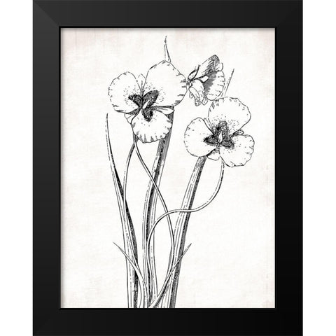 Cream Black Florals Mate Black Modern Wood Framed Art Print by Grey, Jace