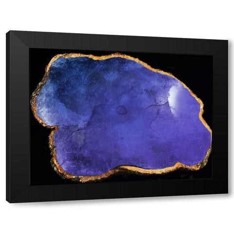 Blue Purple Agate Marble Black Modern Wood Framed Art Print with Double Matting by Grey, Jace