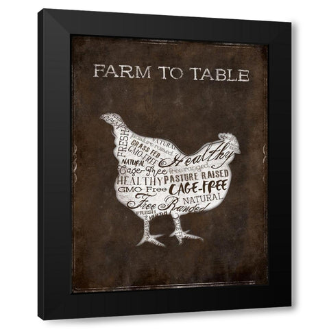 Farm To Table Chicken Black Modern Wood Framed Art Print by Grey, Jace