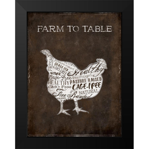 Farm To Table Chicken Black Modern Wood Framed Art Print by Grey, Jace