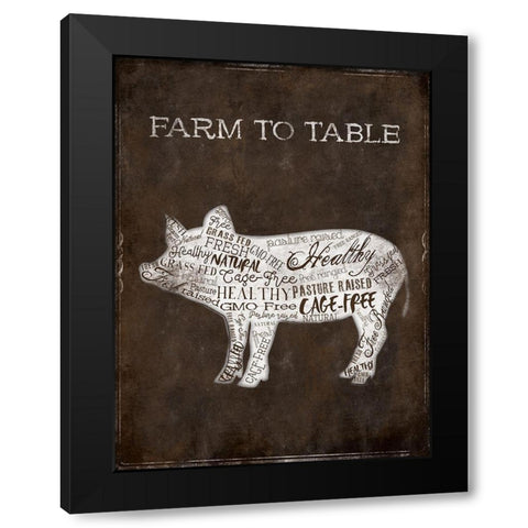 Farm To Table Cow Black Modern Wood Framed Art Print with Double Matting by Grey, Jace