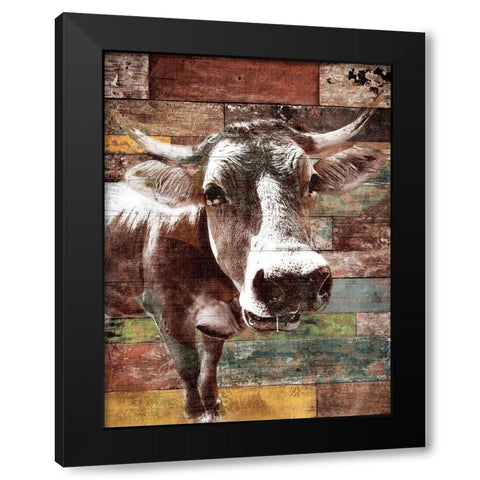 Cow With Multi Wood Black Modern Wood Framed Art Print by Grey, Jace