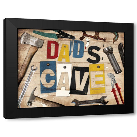 Dads Cave Black Modern Wood Framed Art Print by Grey, Jace