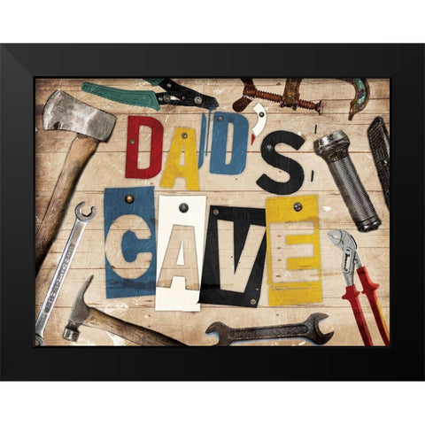 Dads Cave Black Modern Wood Framed Art Print by Grey, Jace