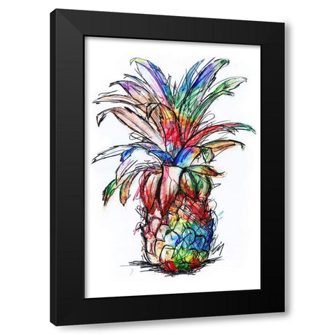 Sketch Your Pineapple Black Modern Wood Framed Art Print by Kimberly, Allen