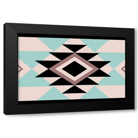 Aztec Muted Two Black Modern Wood Framed Art Print with Double Matting by Grey, Jace