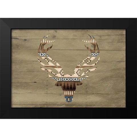 Deer on The Wall Mate Black Modern Wood Framed Art Print by Grey, Jace