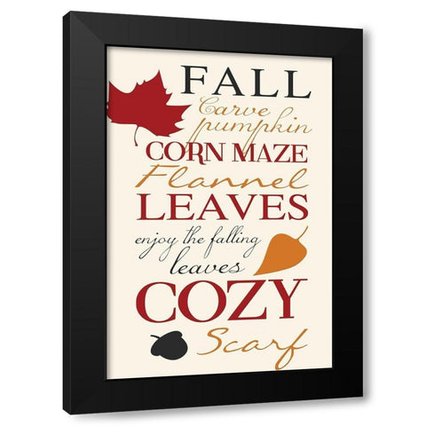 Fall Leaves Black Modern Wood Framed Art Print by Grey, Jace