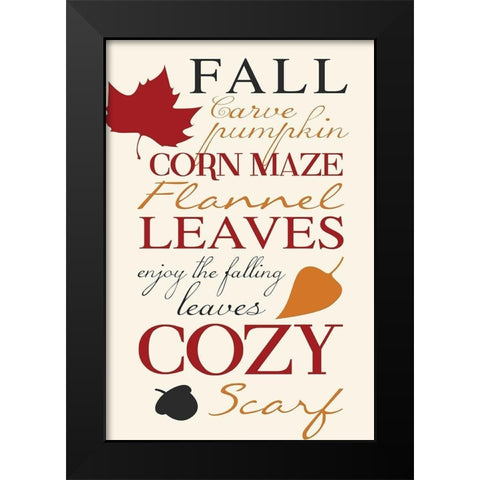 Fall Leaves Black Modern Wood Framed Art Print by Grey, Jace