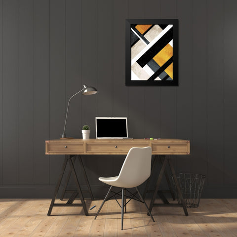 Golden Layers Black Modern Wood Framed Art Print by Grey, Jace
