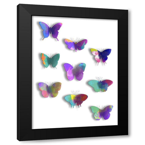 Floating Butterfly Black Modern Wood Framed Art Print with Double Matting by Grey, Jace