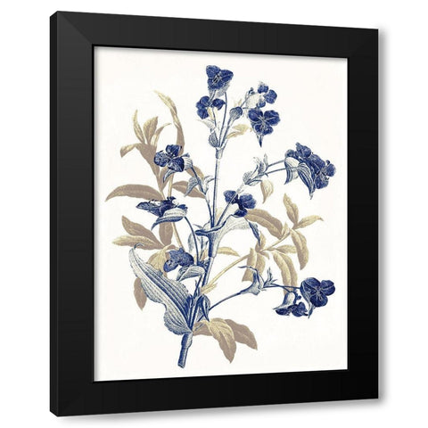 Indigo Flowers Black Modern Wood Framed Art Print by Grey, Jace