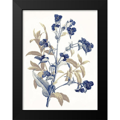Indigo Flowers Black Modern Wood Framed Art Print by Grey, Jace