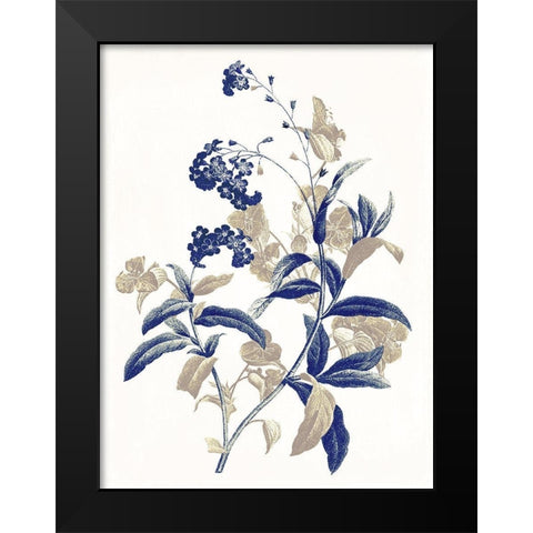 Indigo Flowers Two Black Modern Wood Framed Art Print by Grey, Jace