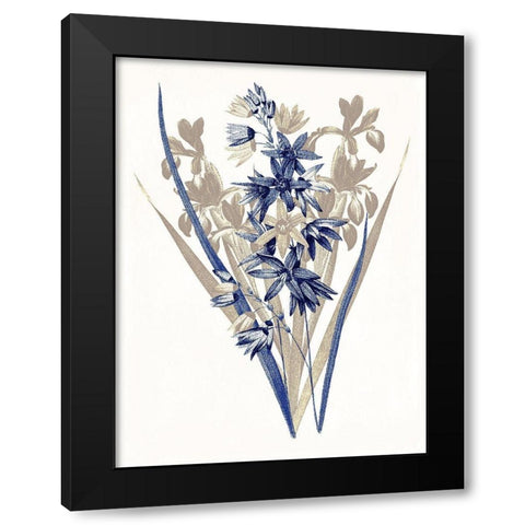 Indigo Flowers Three Black Modern Wood Framed Art Print by Grey, Jace