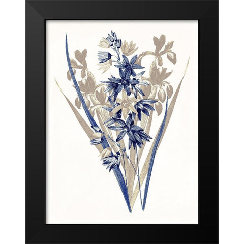 Indigo Flowers Three Black Modern Wood Framed Art Print by Grey, Jace