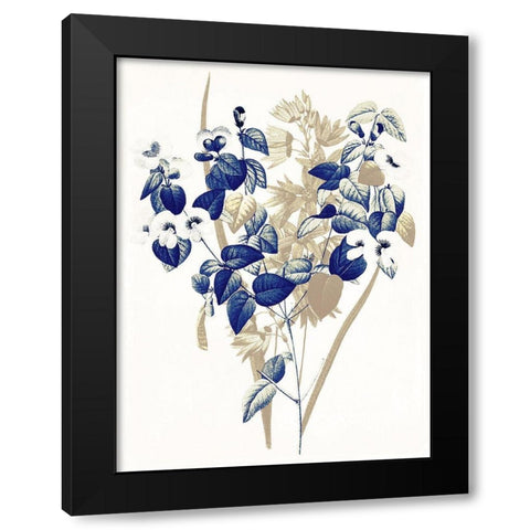 Indigo Flowers Four Black Modern Wood Framed Art Print with Double Matting by Grey, Jace