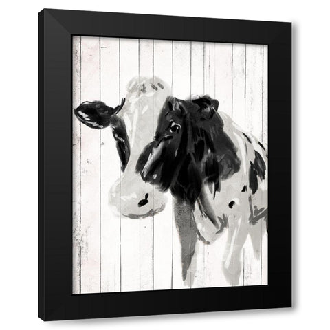 Cow On The Plank Black Modern Wood Framed Art Print by Grey, Jace