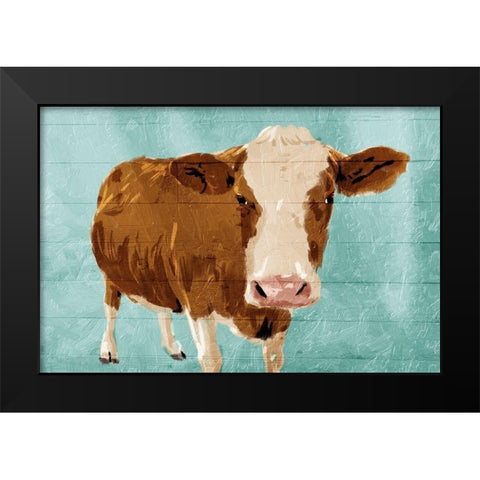 Brown Cow Now Black Modern Wood Framed Art Print by Grey, Jace