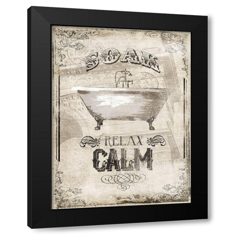 Soak Relax Calm Black Modern Wood Framed Art Print by Grey, Jace