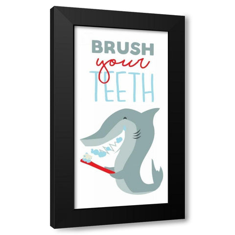 Brush Your Teeth Black Modern Wood Framed Art Print by Grey, Jace