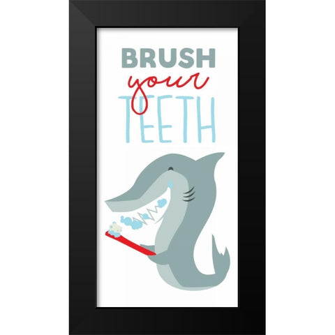 Brush Your Teeth Black Modern Wood Framed Art Print by Grey, Jace