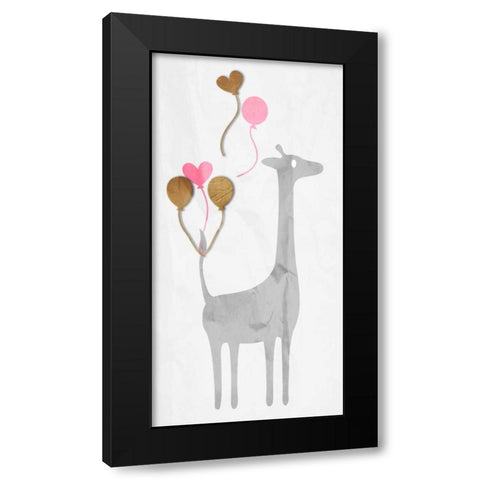 Giraffe Baloons Black Modern Wood Framed Art Print with Double Matting by Grey, Jace