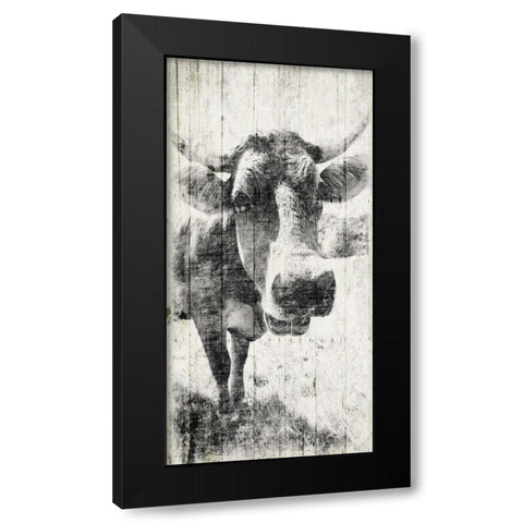 Vintage Cow Black Modern Wood Framed Art Print by Grey, Jace