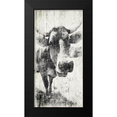 Vintage Cow Black Modern Wood Framed Art Print by Grey, Jace