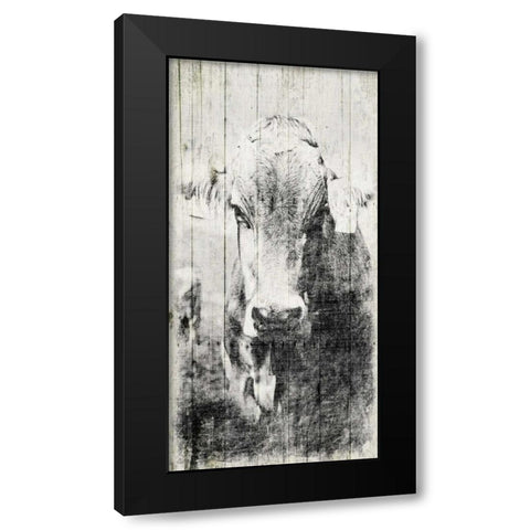 Vintage Cow Mate Black Modern Wood Framed Art Print by Grey, Jace