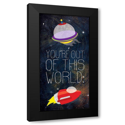 Out Of This World Blue Black Modern Wood Framed Art Print by Grey, Jace