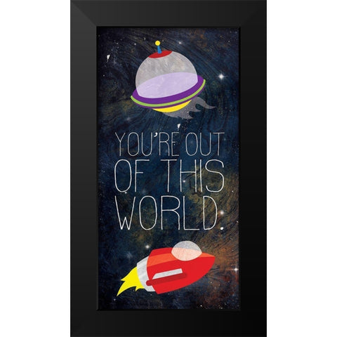 Out Of This World Blue Black Modern Wood Framed Art Print by Grey, Jace