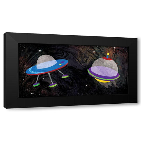 Spaceships Black Modern Wood Framed Art Print with Double Matting by Grey, Jace