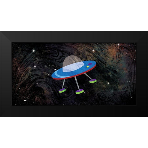 One Spaceships Black Modern Wood Framed Art Print by Grey, Jace