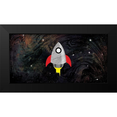 One Rocket Black Modern Wood Framed Art Print by Grey, Jace