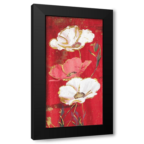 Red Gold Florals Black Modern Wood Framed Art Print with Double Matting by Grey, Jace
