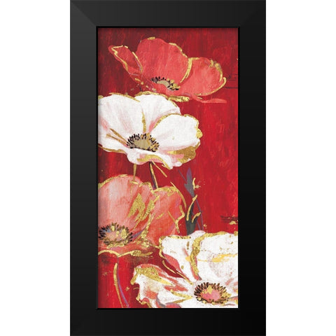 Red Gold Florals Mate Black Modern Wood Framed Art Print by Grey, Jace